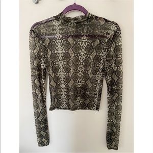 Snake print see through long sleeve